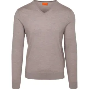 Merino Pullover V-Hals Greige